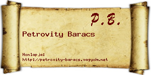 Petrovity Baracs névjegykártya